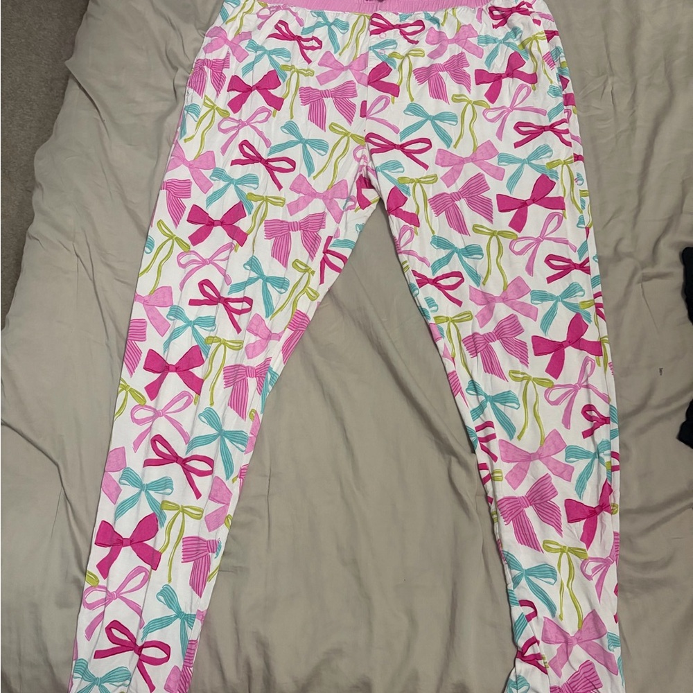 Little Sleepies Pink Multicolor Bow Print Leggings